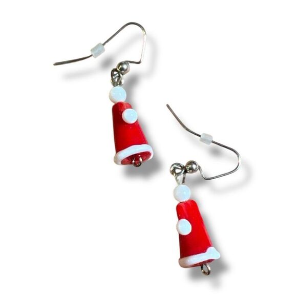 Bundle Sale 3 for $15 | Handcrafted Red & White Glass Dangle Earrings - Picture 4 of 7